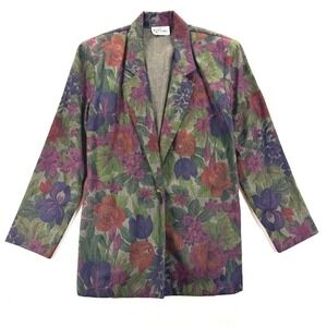 Vintage Katie Brooke Floral Blazer Women's Size 8 Made in USA Cottagecore